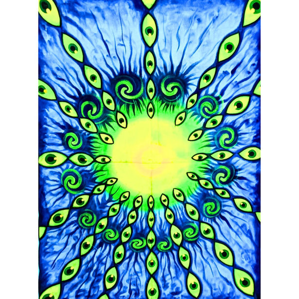 Hypnotic Eyes Tapestry - Hand Painted (Glow in UV)