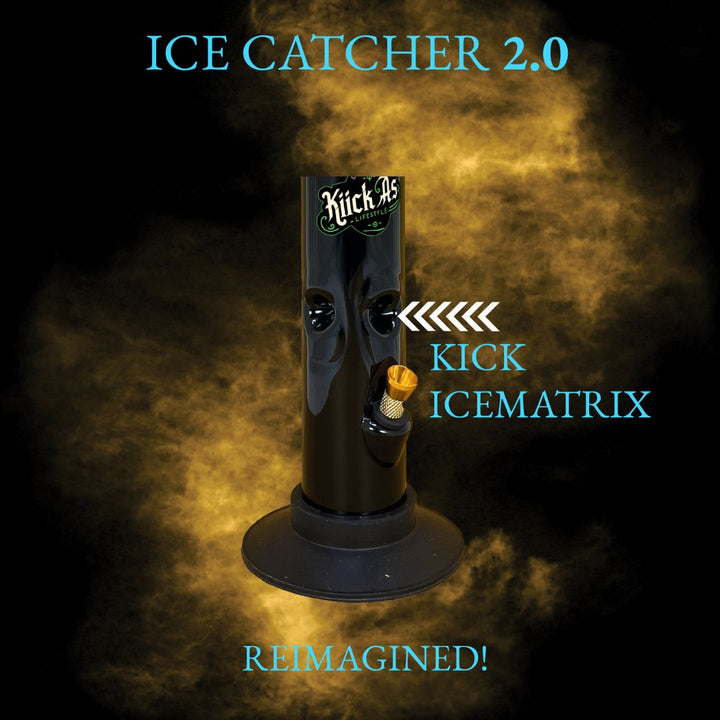 Ice Catcher 2.0 device with smoke effect on a dark background