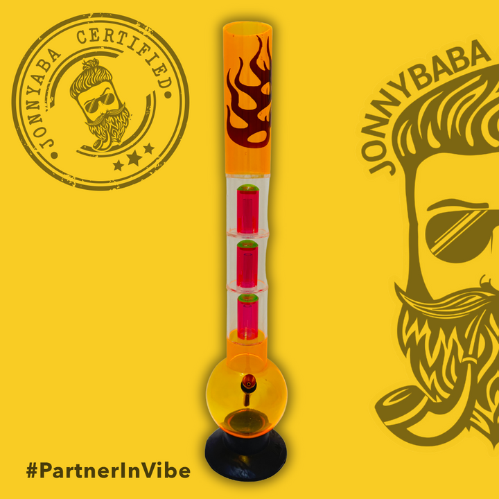 Amber Triple Percolator Bong Acrylic - Flame
