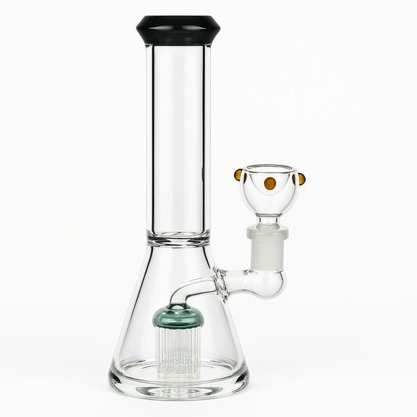 Clear glass water bong on a white background