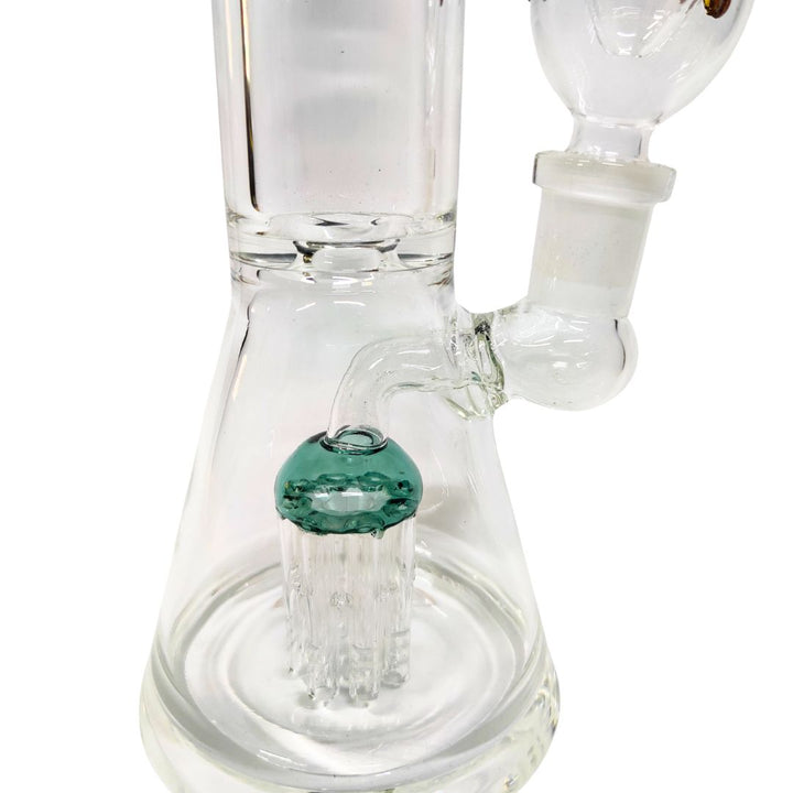 Clear glass bong with Percolator on a white background