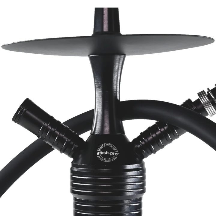 Black hookah with multiple hoses on a white background