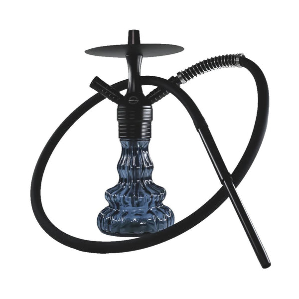 Black and blue hookah on a white background
