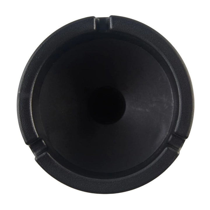 Black circular aSHTRAY with a central hole on a white background