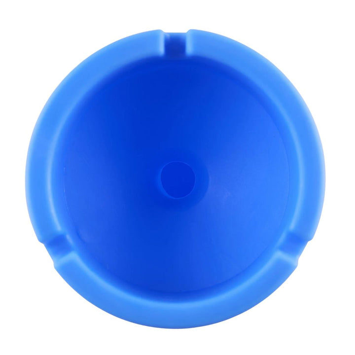 Blue plastic funnel Ashtray on a white background
