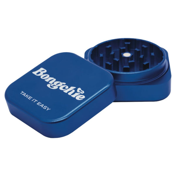 Blue drip grinder with 'Bongchie' branding on a white background