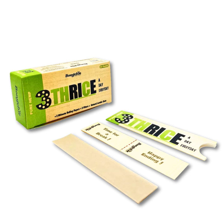 3 Rice rolling paper set with packaging on a white background