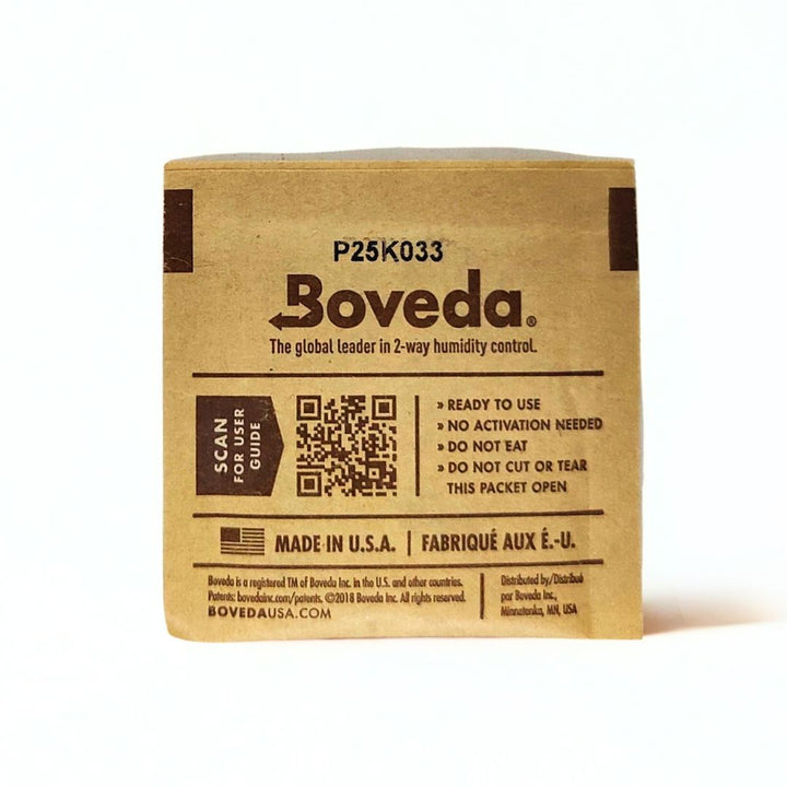 Boveda humidity control package with QR code on a white background
