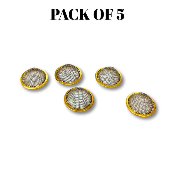 Pack of 5 mesh filter caps on a white background with 'Pack of 5' text above.