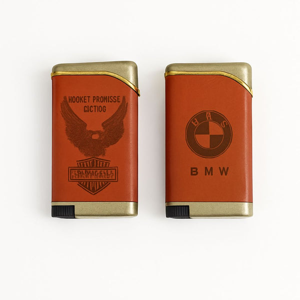 Brown Leather Auto-Inspired Windproof Pocket Lighter