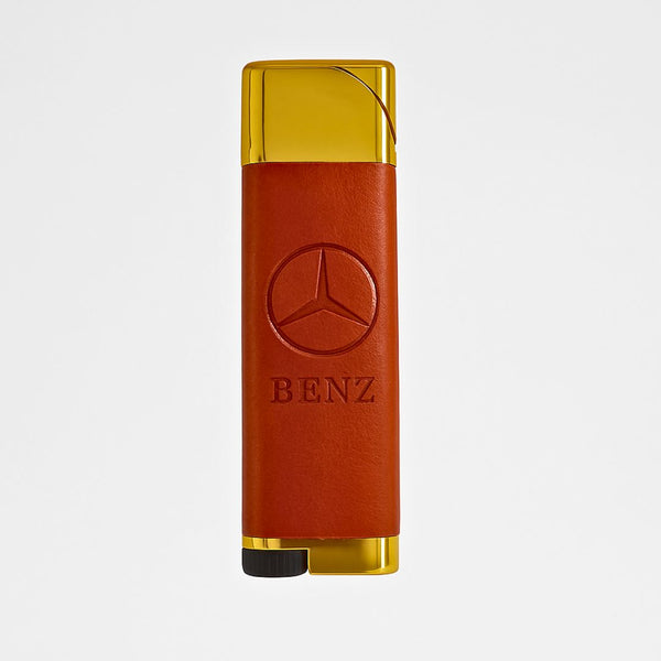 Brown Leather Benz Jet Flame Pocket Lighter