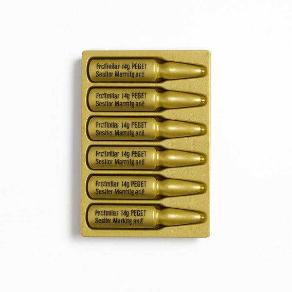 Gold-colored bullets with labels on a lighter on a white background