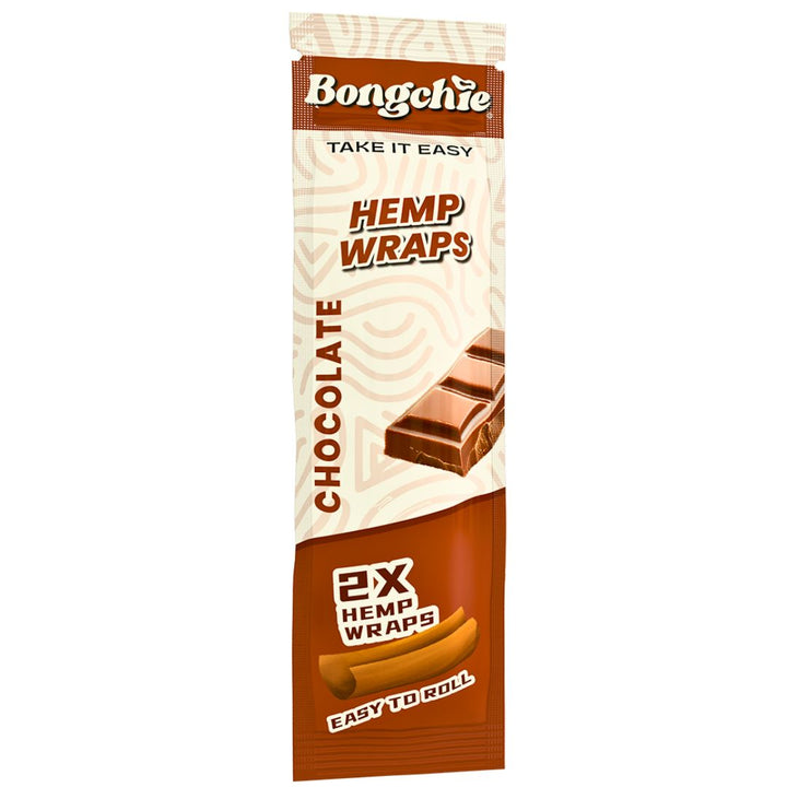 Pack of Bongchie Hemp Wraps with chocolate flavor on a white background