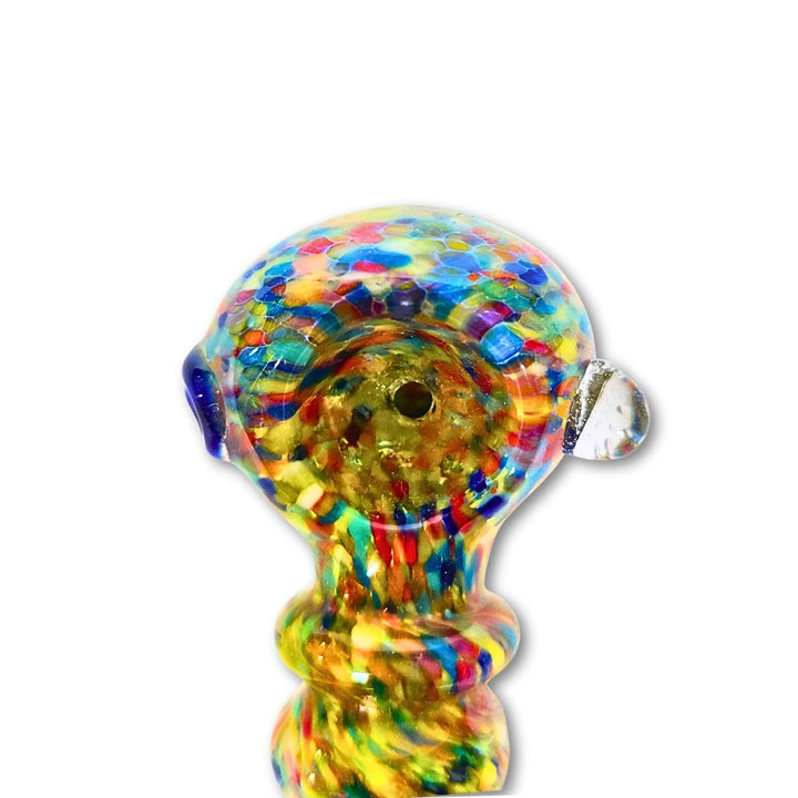 Colorful glass pipe with a white background