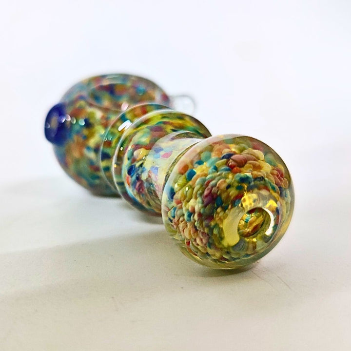 Colorful glass beads on a white background