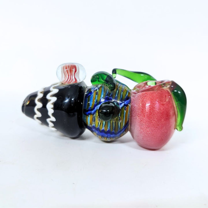 one colorful glass smoking pipe on a white background
