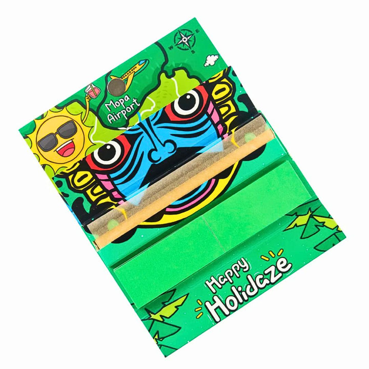 Holidaze rolling paper pack with colorful design and 'Happy Holidaze' text on a white background