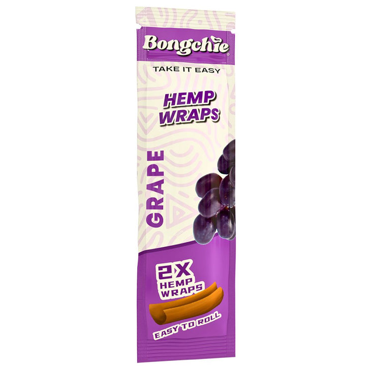 Pack of Bongchie Hemp Wraps with grape flavor on a white background