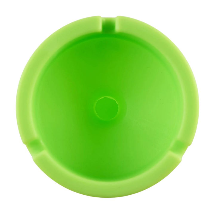 Green plastic funnel ASHTRAY on a white background