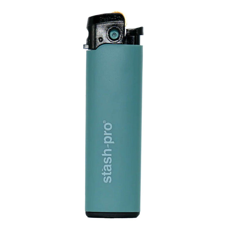 Teal lighter with 'stash-pro' branding on a white background