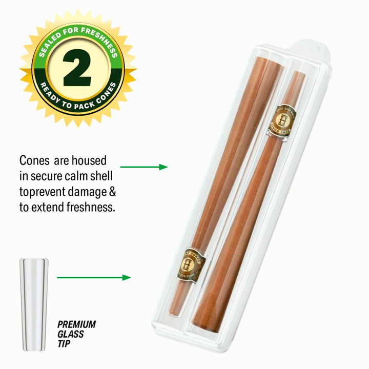 Hemper Glass Tip Hemp cone in 2pack