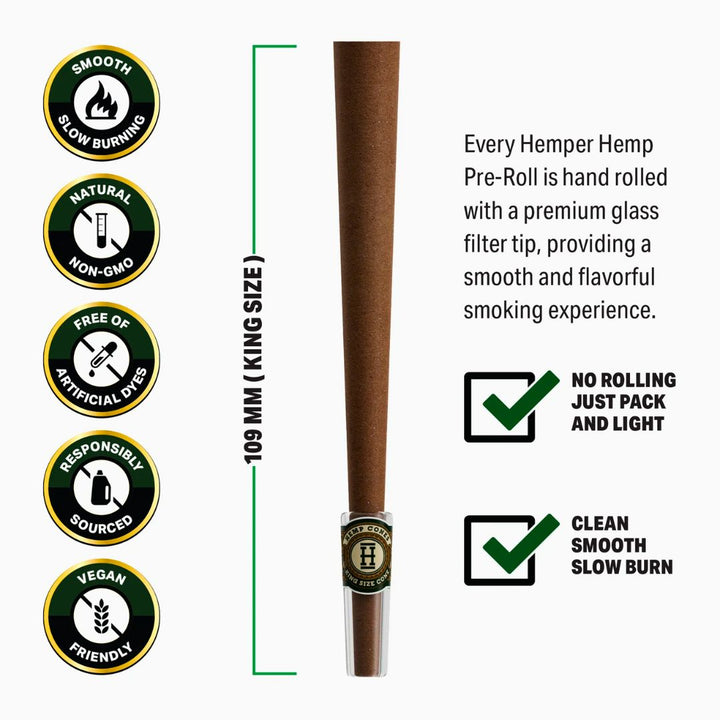 Hemper Glass Tip Hemp cone size