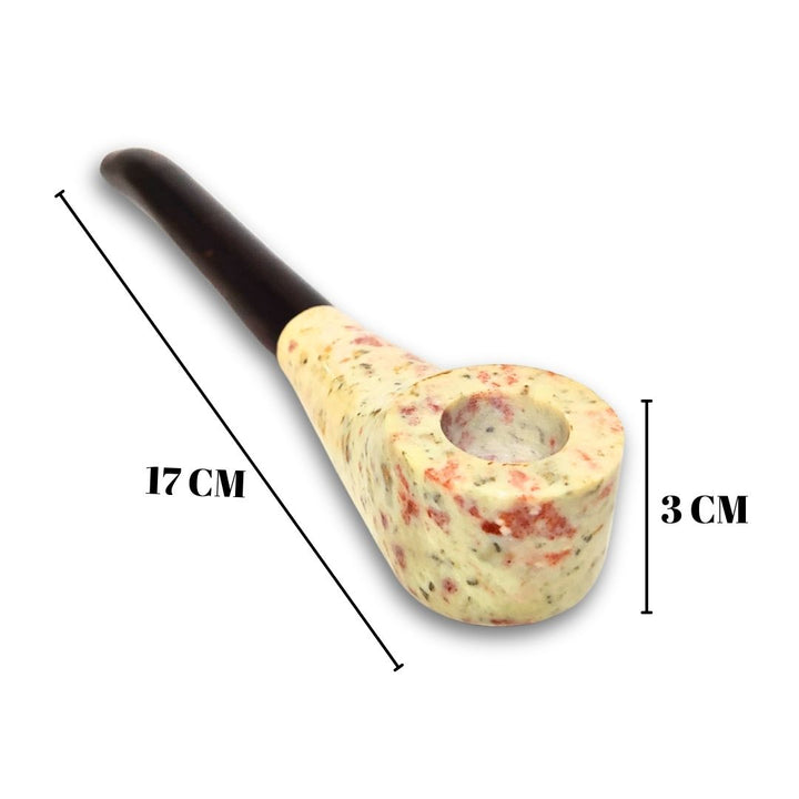Measurement chart of a smoking pipe with dimensions labeled on a white background