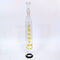 Clear glass Gravity bong pipe with 'Jonny' and a bow tie design on a white background