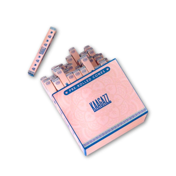 Box of Kaagazz pre-rolled cones on a white background