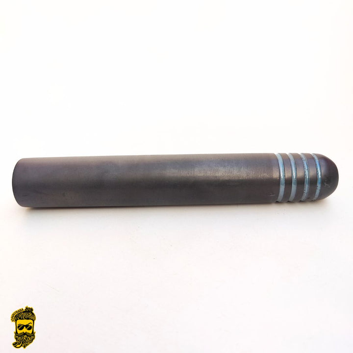 Kaio Italian clay chillum with blue band on a white background.