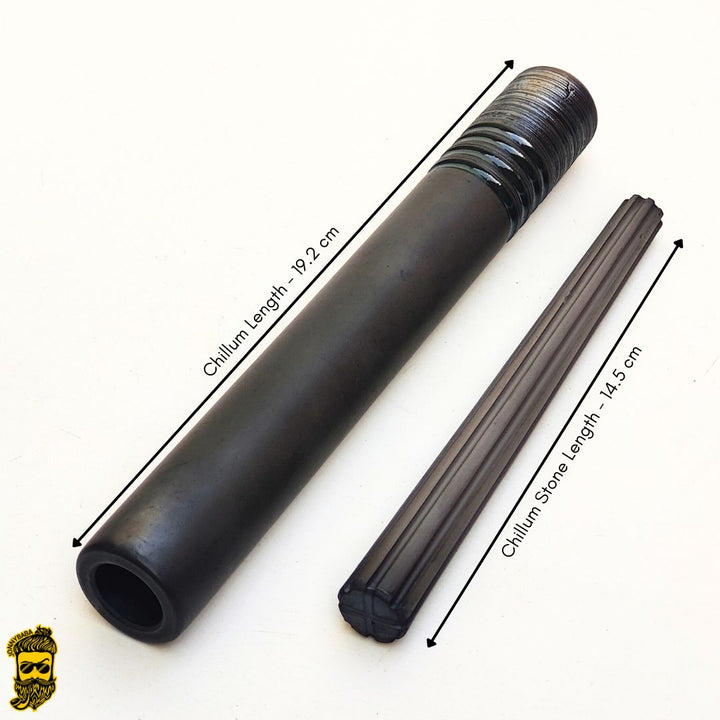 Kaio Italian Chillum and stone with measurement on white background