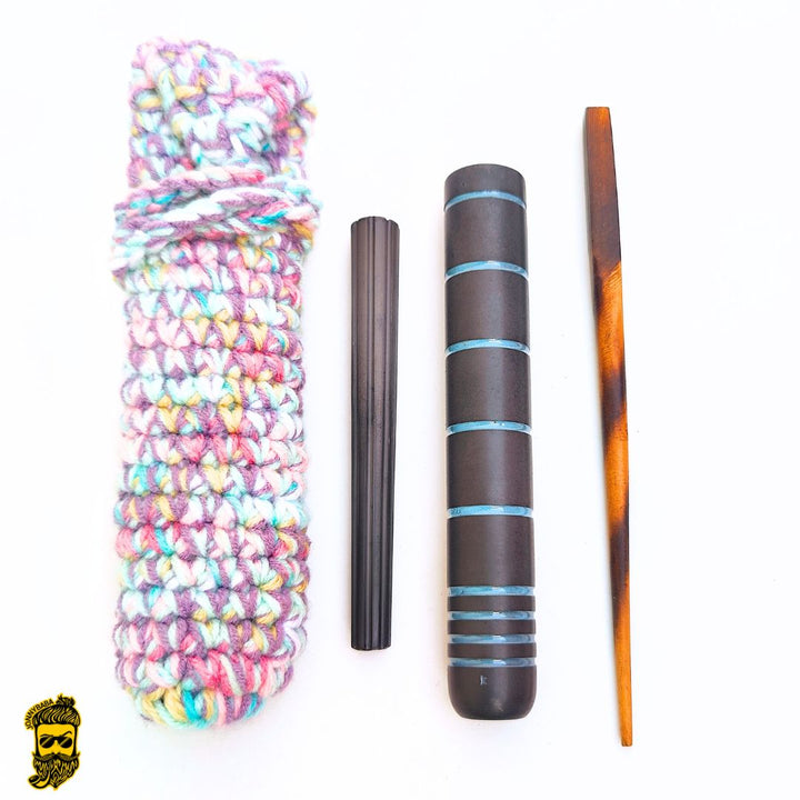 New Kaio Italian Chillum with cover, stone and cleaning stick on white background