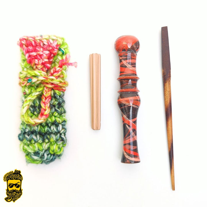 Kaseki Italian Clay Chillum Inferno Rosso with stone, cover and poker