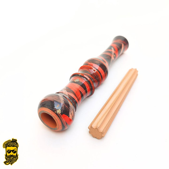 Kaseki Italian Clay Chillum Inferno Rosso with stone