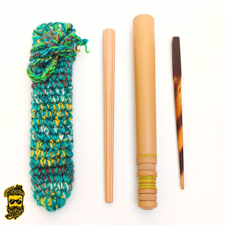 Kaseki Italian Clay Chillum with cover, stone and poker