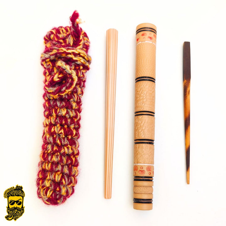 kaseki chillum with cover, poker and stone