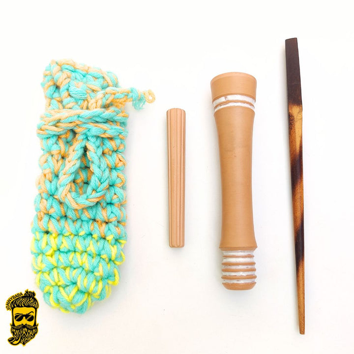 Kaseki Italian Clay Chillum Fiato di Terra with stone, cover and poker