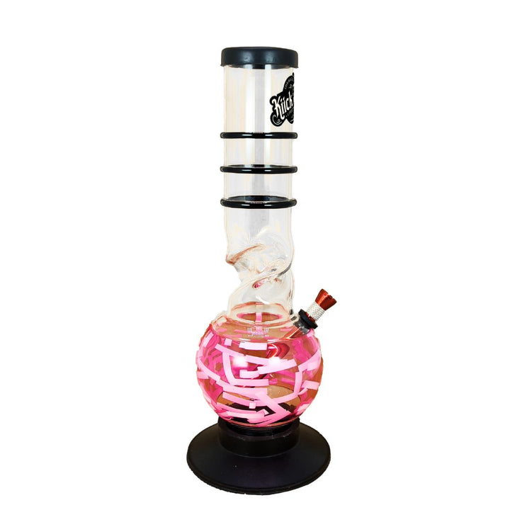 plastic bong with pink interior on a white background