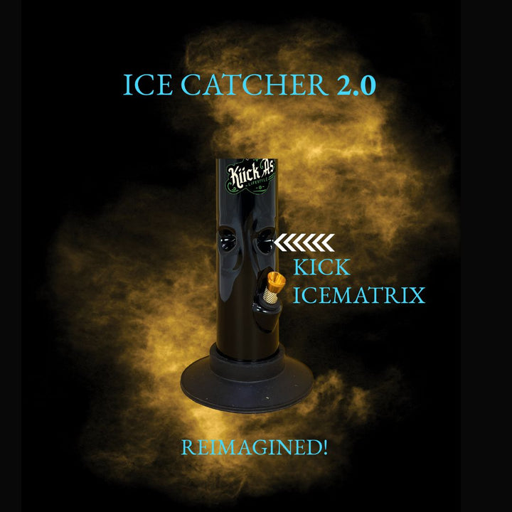 Ice Catcher 2.0 device with Kick IceMatrix branding on a dark background