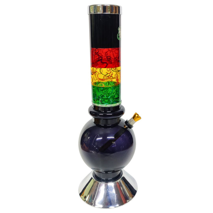 acrylic bong with colorful interior on a white background