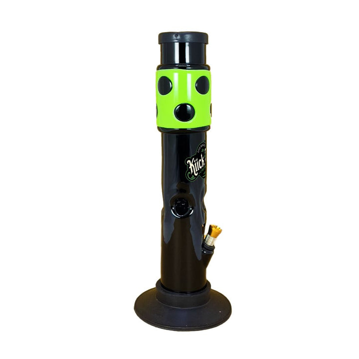 Black and green smoking accessory on a white background