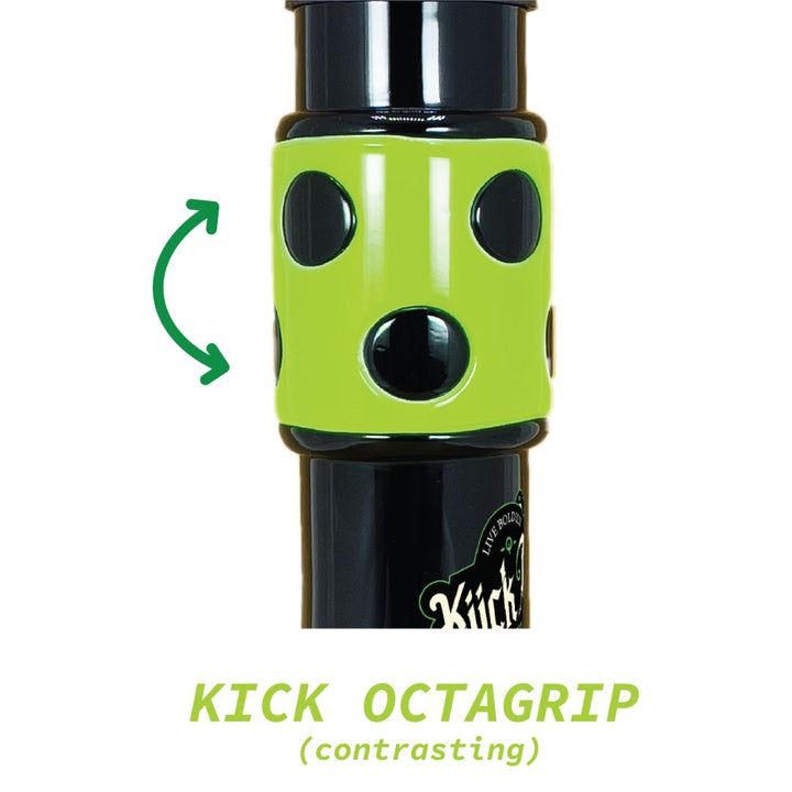 Green and black bong with 'Klick' branding on a white background