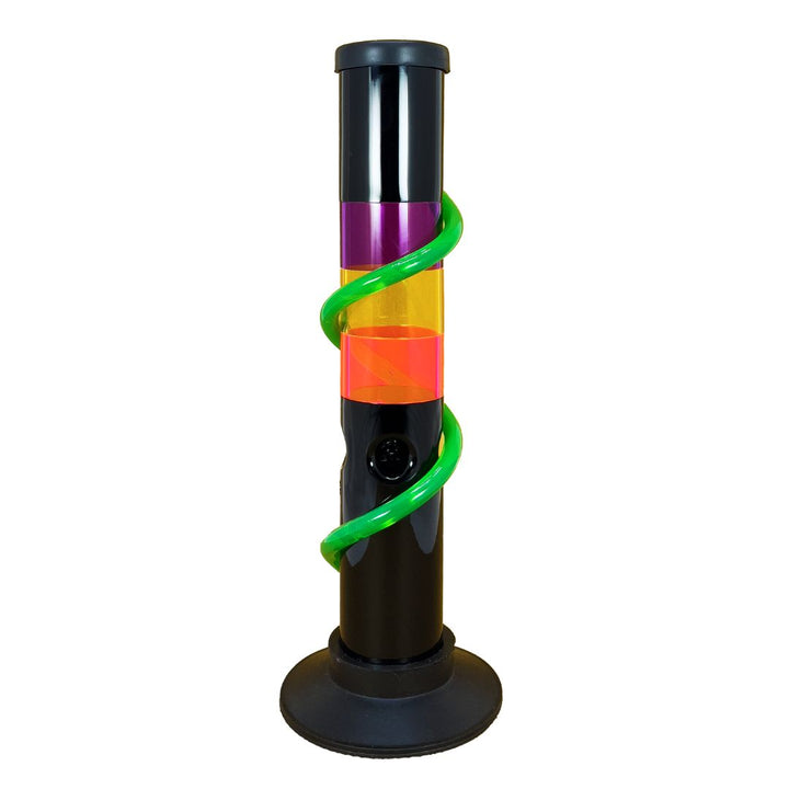 Colorful Bong with a green spiral on a white background