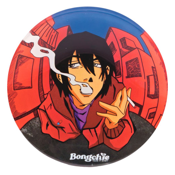 Mixing Tray with an anime character in a red jacket smoking a cigarette, branded 'Bongchie'.