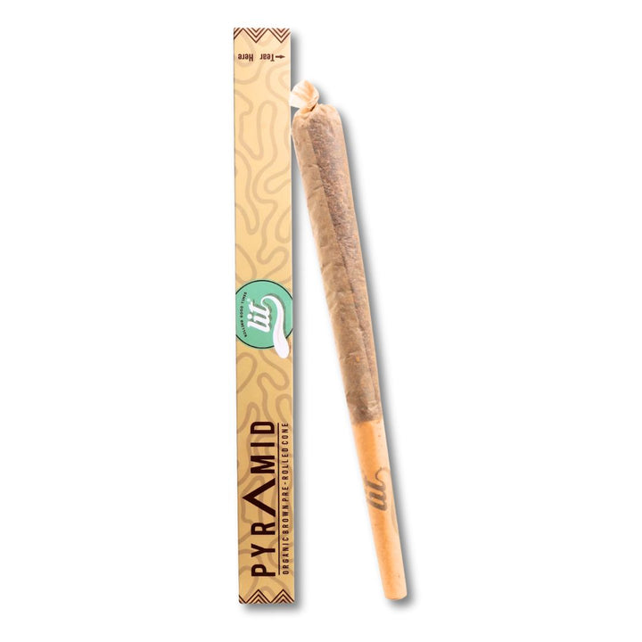 giant pre rolled cones with packaging on a white background