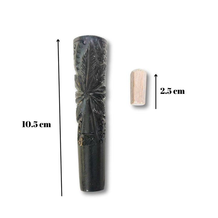 Indian Chillum with measurements on a white background
