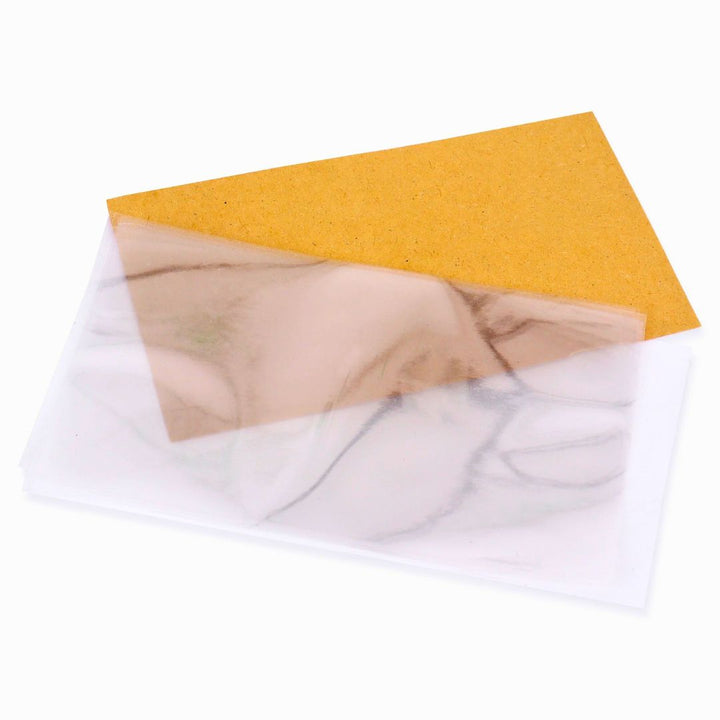 Yellow envelope with a clear transparent on a white background