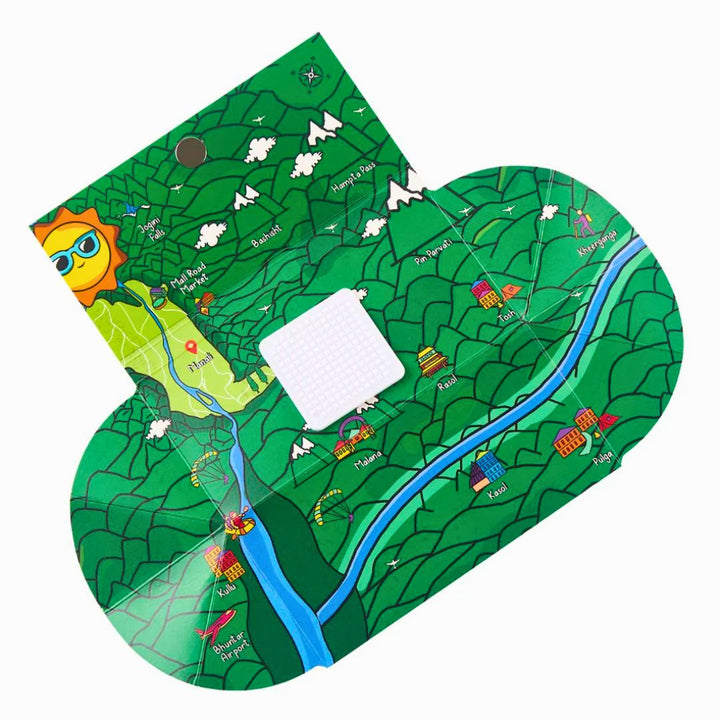 Colorful Rolling Paper Pack with illustrations on a green background