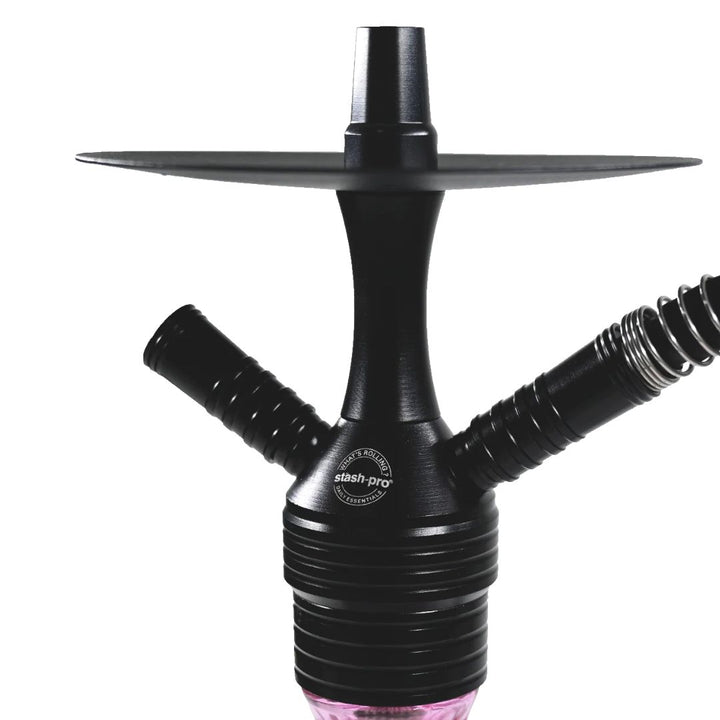 Black hookah with multiple hoses on a white background