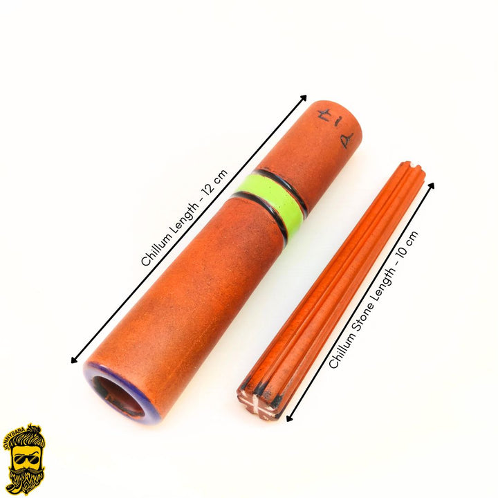 Measurement of Patrick Italian Chillum and stone on white background